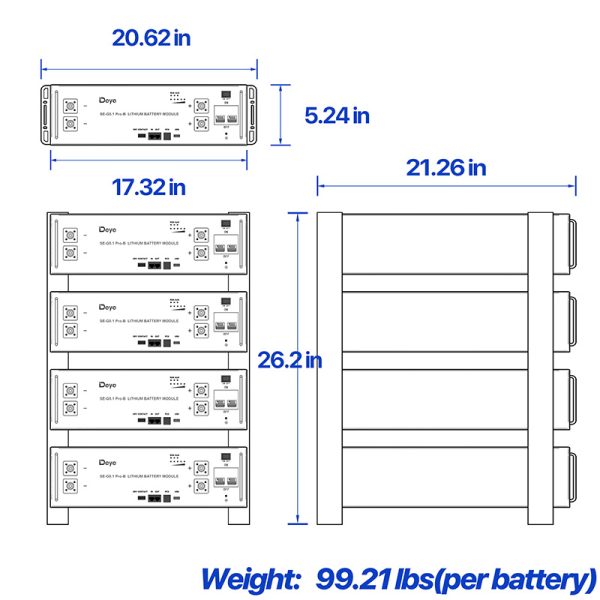 Deye 4 x SE-G5.1 Pro-B, 20kwh low voltage battery Set - Image 3