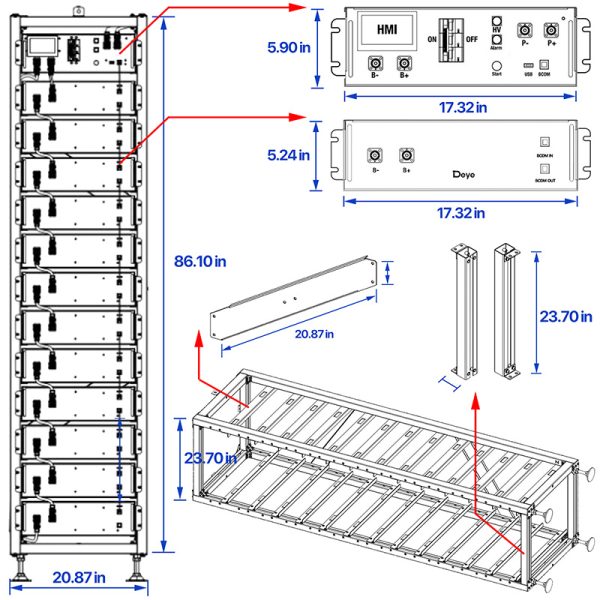 Deye Rack-Mounted High-Voltage Battery (LiFePO₄) – 61.44kWh System - Image 8