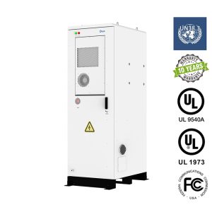 Deye FH-60 Batttery cabinets, 60kwh batttery bank with IP55 enclosure, cooling and fire supression system.