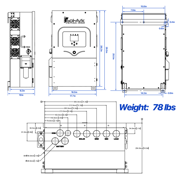 Sol-Ark 12K-2P 12kwh Residential Hybrid Inverter - Image 3
